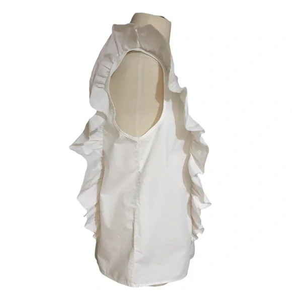 CURRENT/ELLIOT Ruffled Cotton-poplin Top In Sugar - Picture 3 of 9